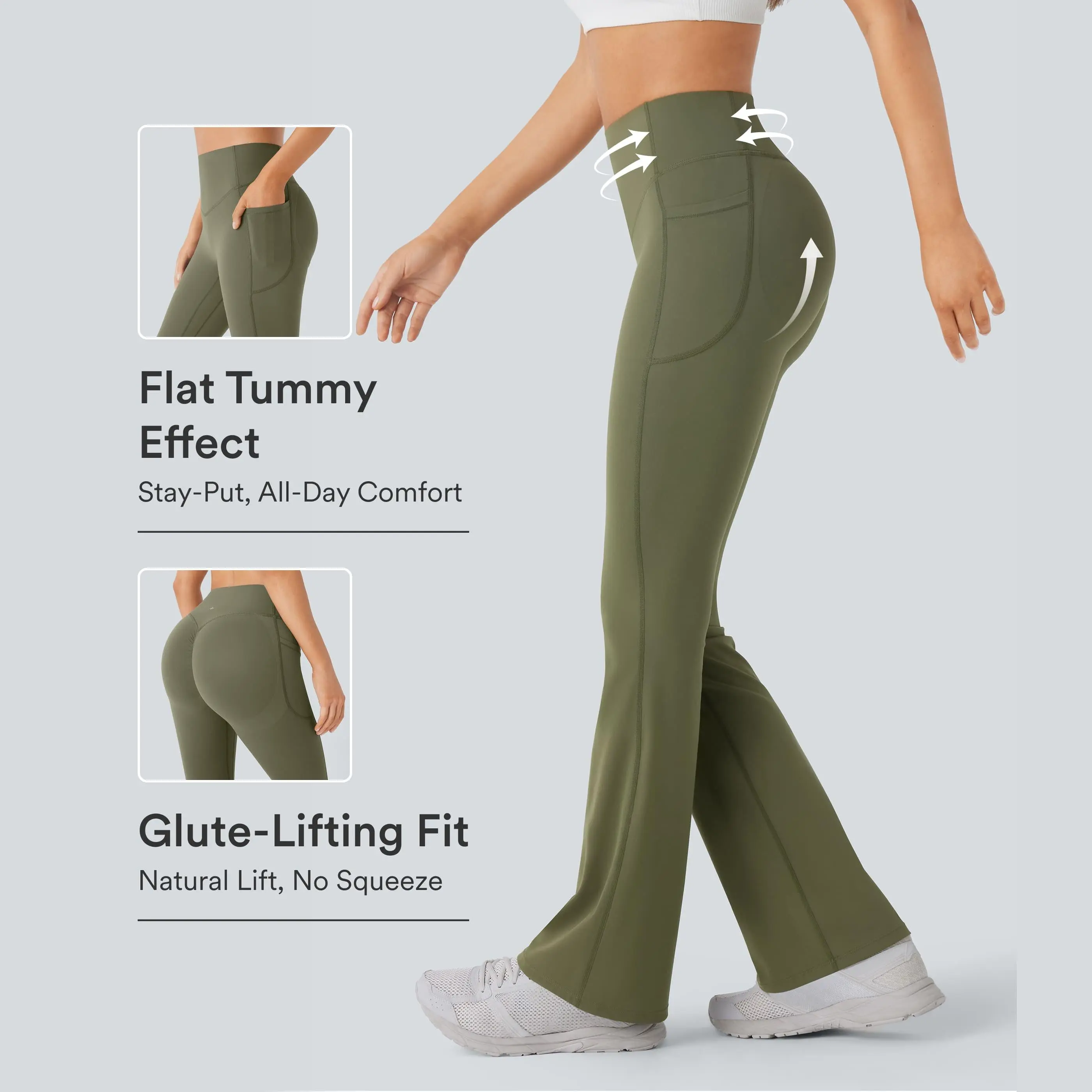 Halara UltraSculpt™ High Waisted Scrunch Butt Lifting Tummy Control Pocket Shaping Yoga Bootcut Leggings #BackToSchool