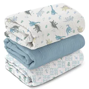 3 Pack Muslin Swaddle Blankets for Boys Girls, Organic Cotton (Oeko-Tex 100) Receiving Baby Blanket Large 40 x 38 inches, Soft Breathable Swaddling Wrap for Unisex Newborn Swaddle Set