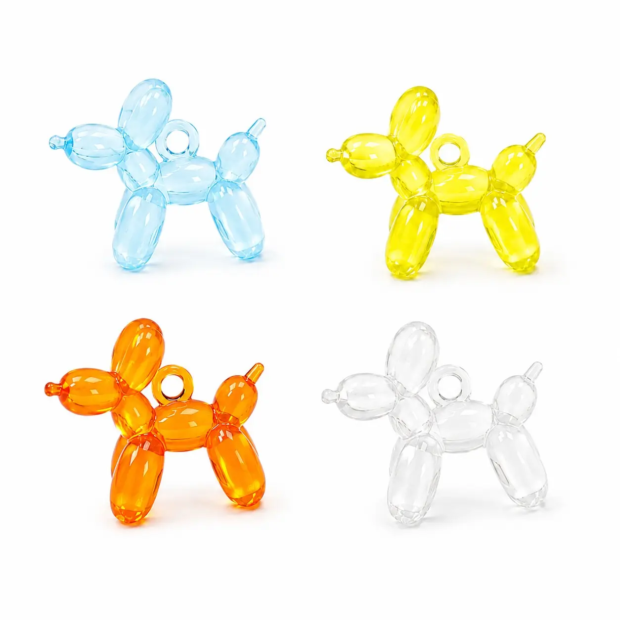 Pack of 4 Colorful Puppy Charms, Adorable Dog Pendant Set, Perfect for Jewelry Making, Unique Gift Idea, Fun Accessories for Kids