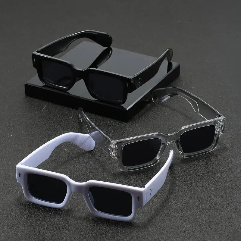 3 PCS Men’s Lightweight Small Square Frame Eyewear with Anti-Reflective Lenses, Black, Transparent and White Frames Stylish Glasses Suitable for Driving, Everyday Casual Wear and Music Festival Fashion Matching