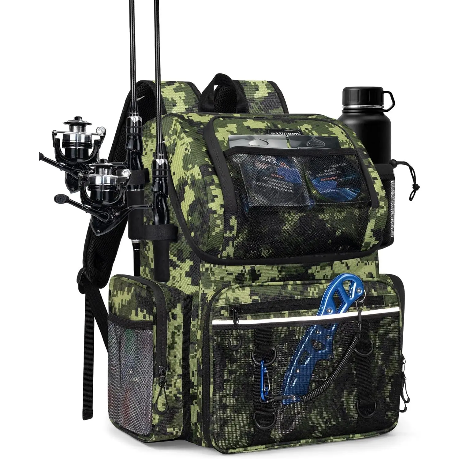 Unisex Fishing Backpack for Anglers - Large Water Resistant Tackle Bag with Cooler Compartment, Gear Storage, Easy Support, High-Quality Green Fishing Accessories