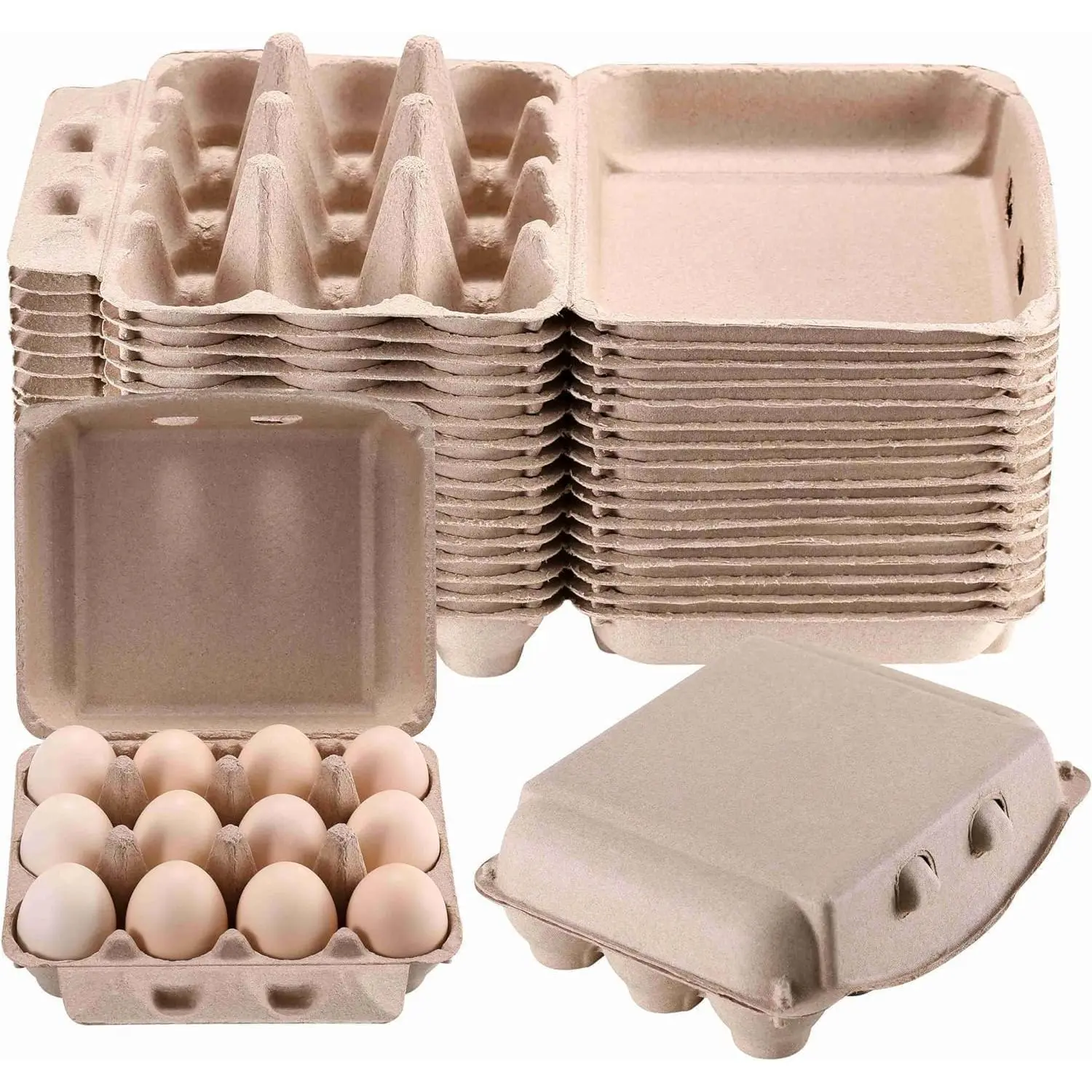 30 Pack Bulk Reusable Cardboard Egg Cartons - 3*4 Style 12 Count Dozen Chicken Egg Crates