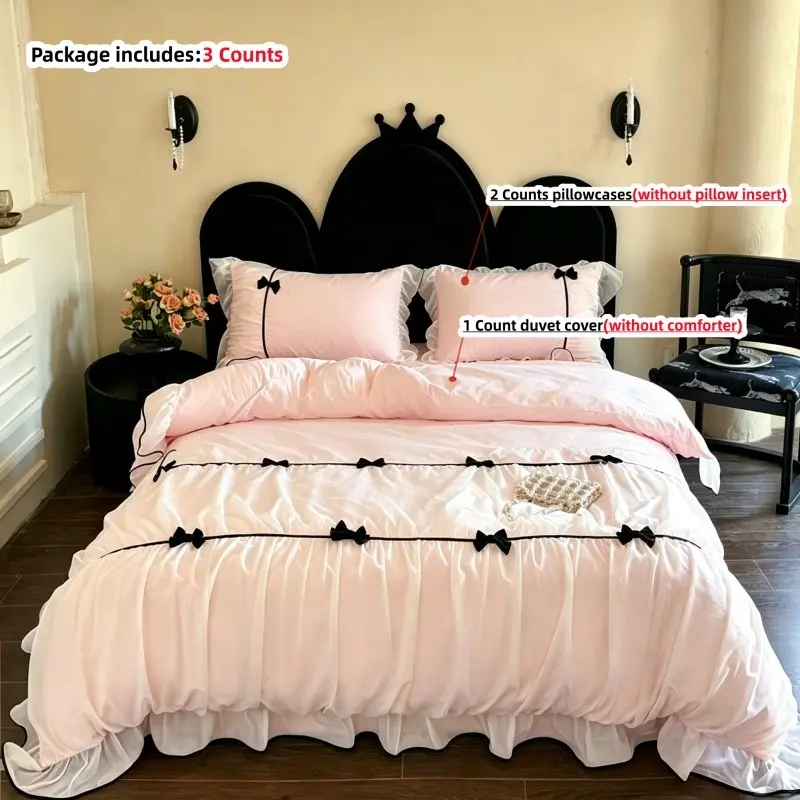 3pcs Princess Style Bedding Set, Comfy bedding set, 1 Duvet Cover + 2 Pillowcases,without any filling, Single Twin Double Queen Size, All Seasons Use