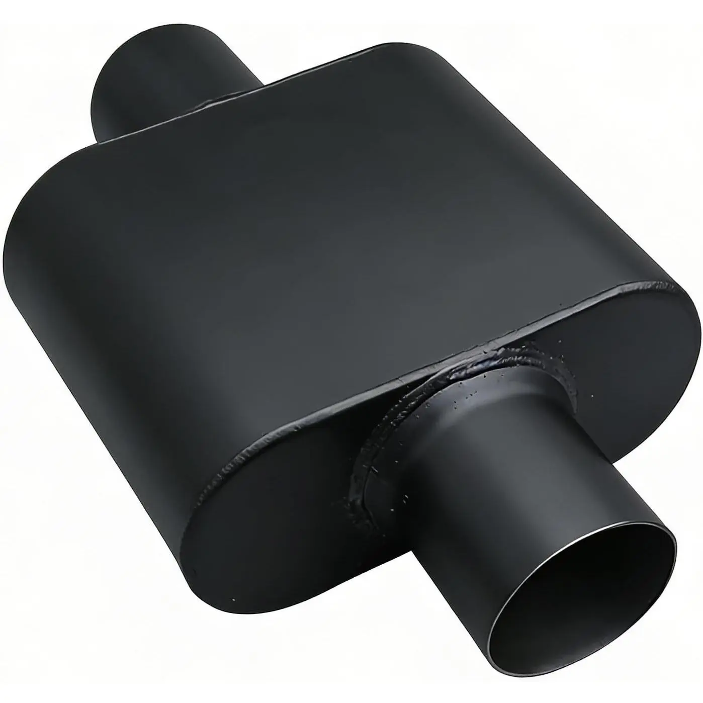 3" Inlet 3" Outlet Single Chamber Muffler 13" Total Length Aluminum Coated Exhaust with Internal Baffle to Produce Aggressive Deep Sound Black