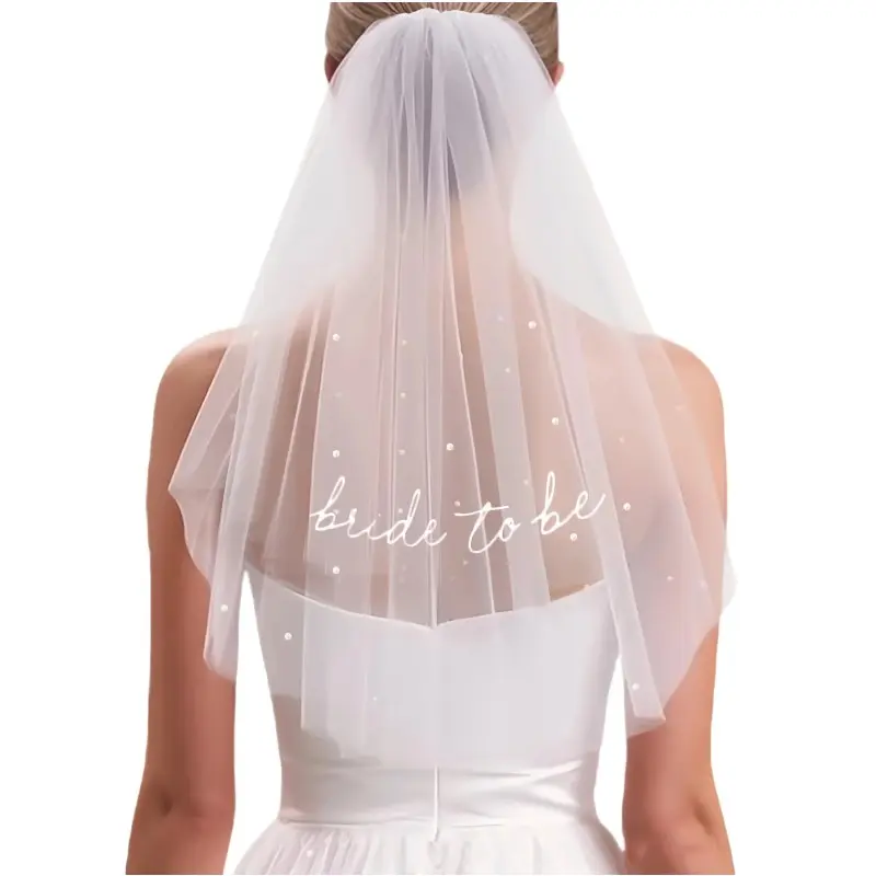 Bride to Be Sash Veil,Double Layer Pearl Embroidered Wedding Veil, The Wedding Veil, Bachelorette Party Accessories, Bridal Shower Decorations, Engagement Gifts for Bride