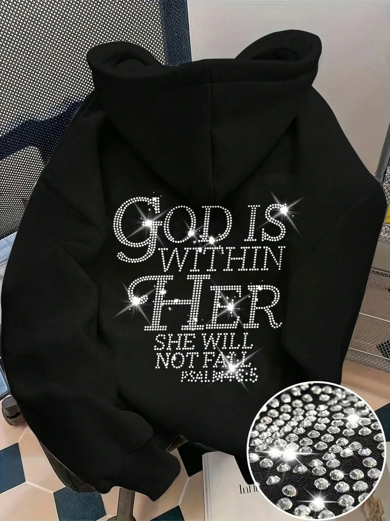 Women's Hooded Sweatshirt, Faith Jesus Christian Quotes Print, Cute Fall Fashion, Essential Back-To-School Wear, Slim-Fit Casual Style