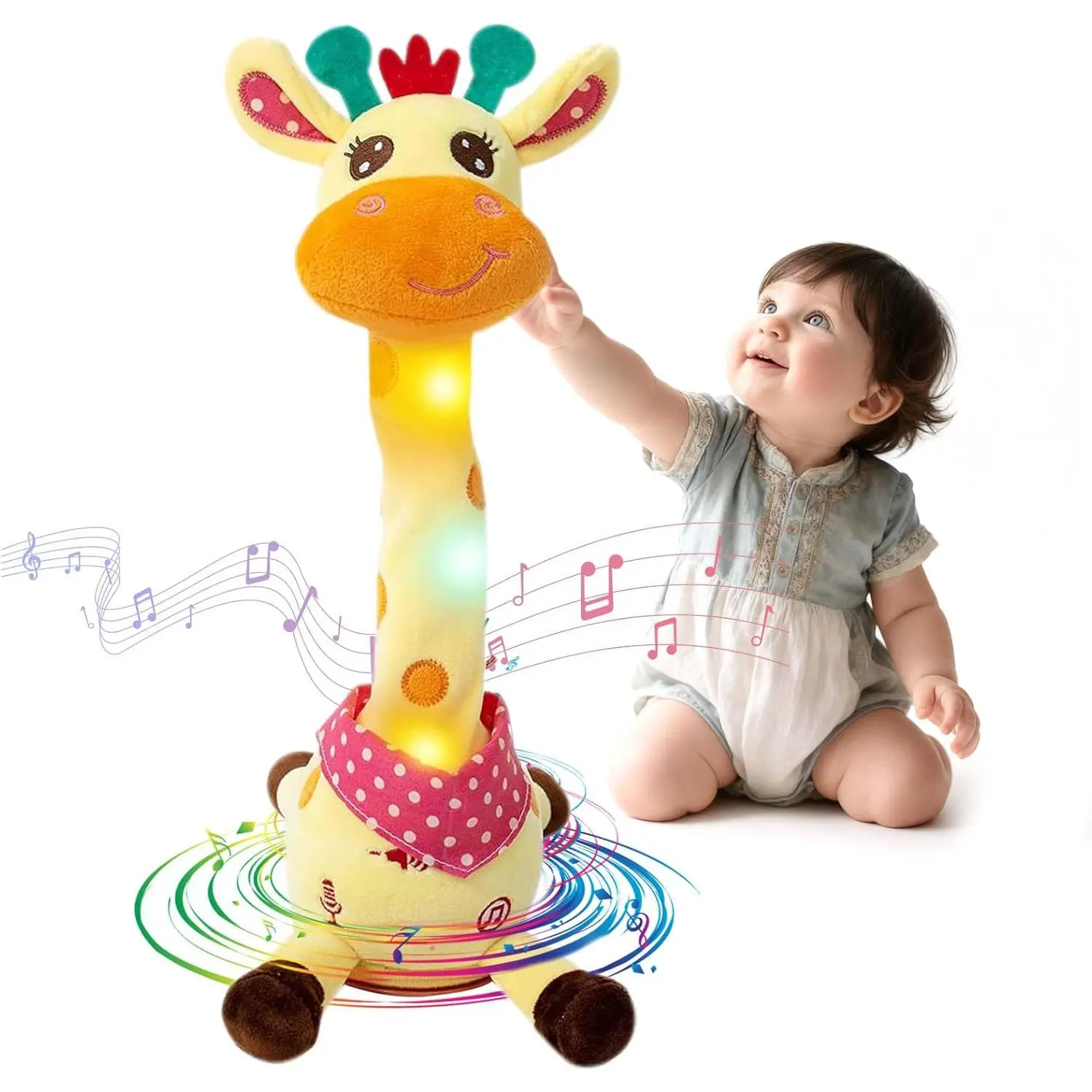 Interactive Dancing Talking Giraffe Stuffed Plush Toy, Unisex Baby Sound Toy with 10 Children's Songs, Repeats What You Say, Musical Gift for Kids New Model