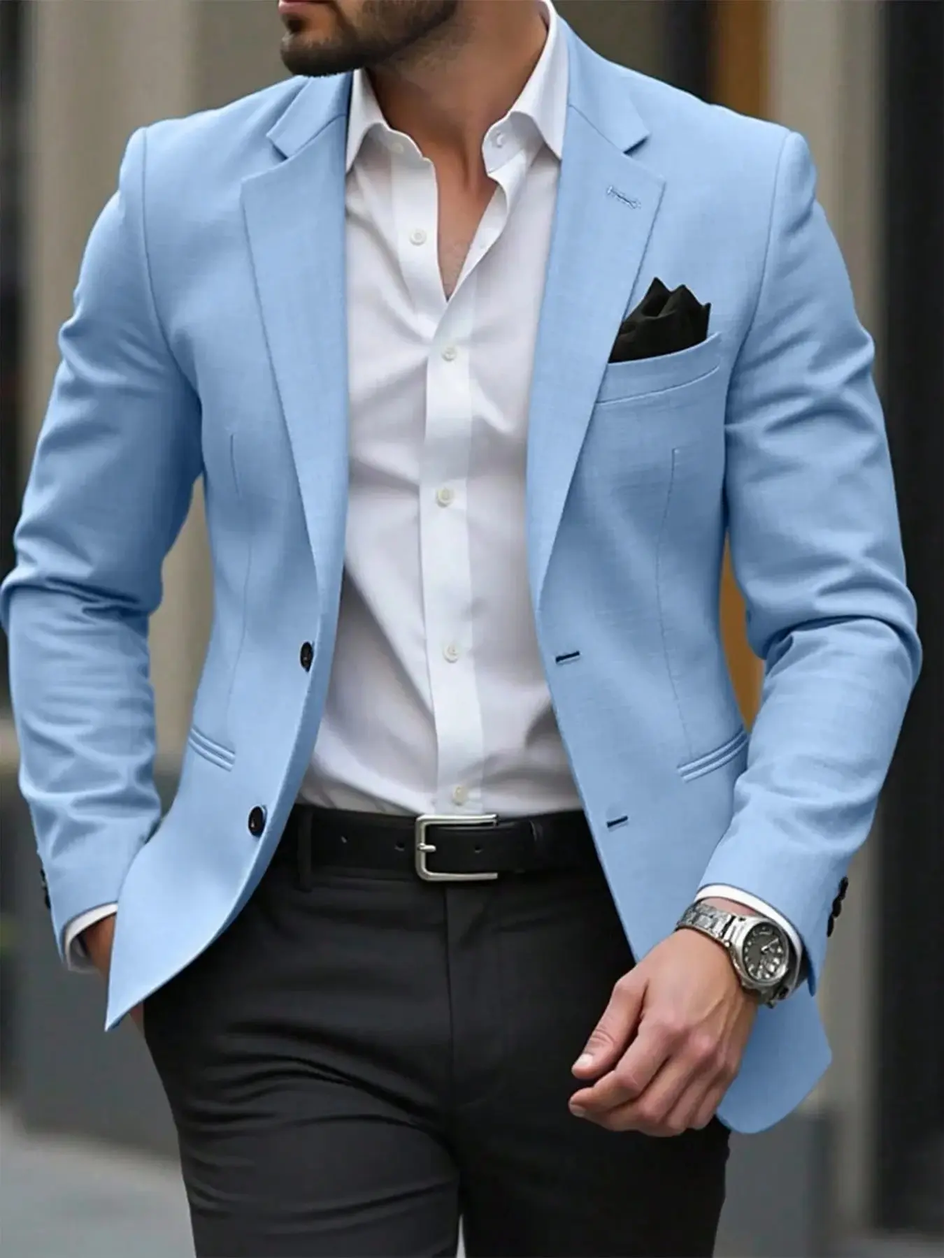 Men's Slim Fit Suit Jacket, Solid Color Business Casual Blazer, Lightweight Formal Wear, Versatile Office Attire, Elegant Single Piece, Formal Workwear