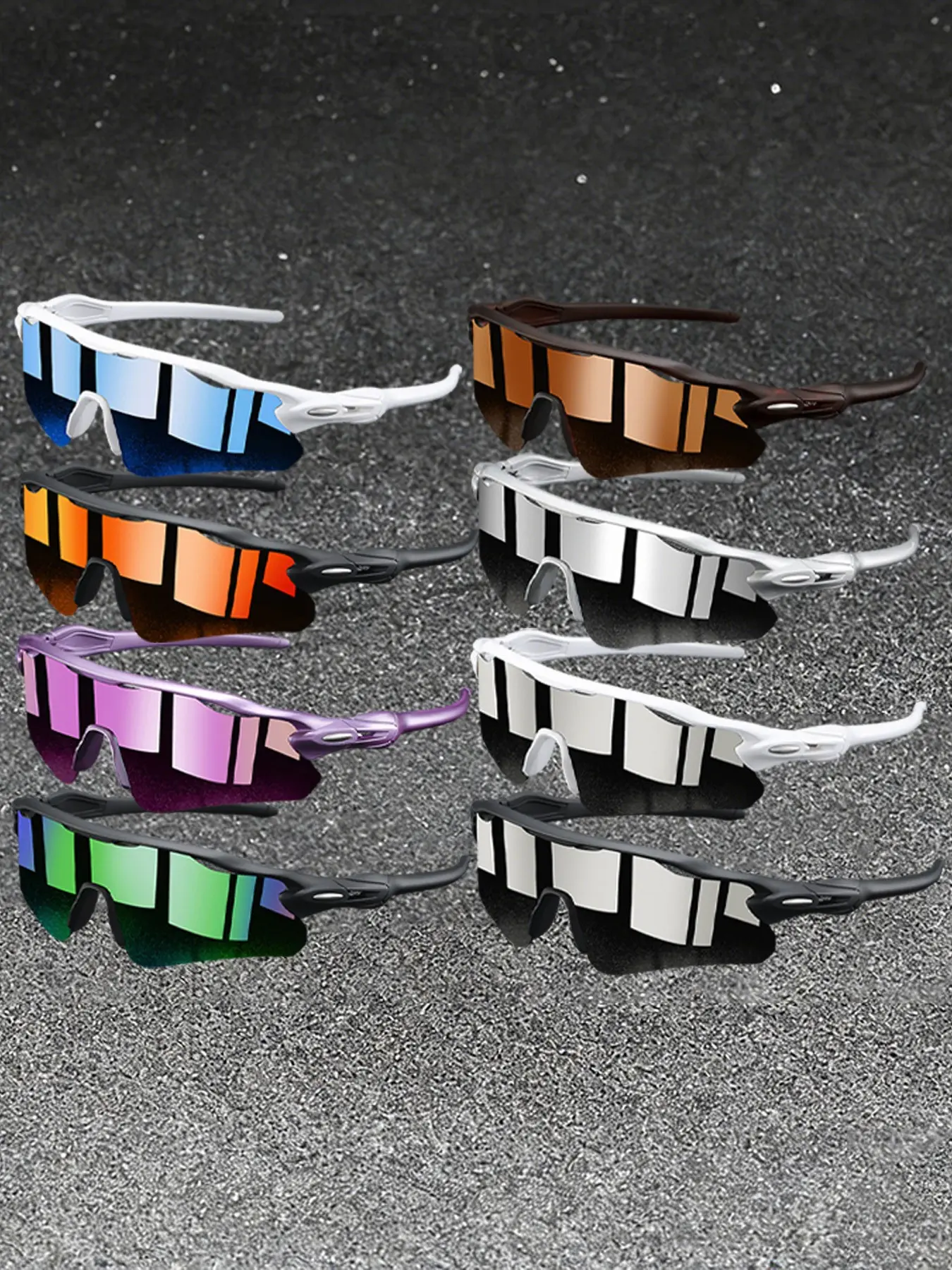 8pcs fashion half frame punk glasses, Fashion sports eyewear, suitable for both men and women, provide multiple color options, suitable outdoor activities such as cycling,running, can also be worn for daily outdoor commuting