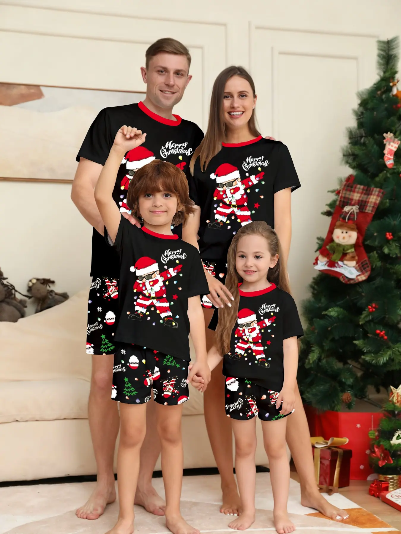 Family Pajama Set, Cute Santa Claus Design, Soft Fabric, Perfect for Holidays & Family Photos, Comfortable Fit for Adults & Kids