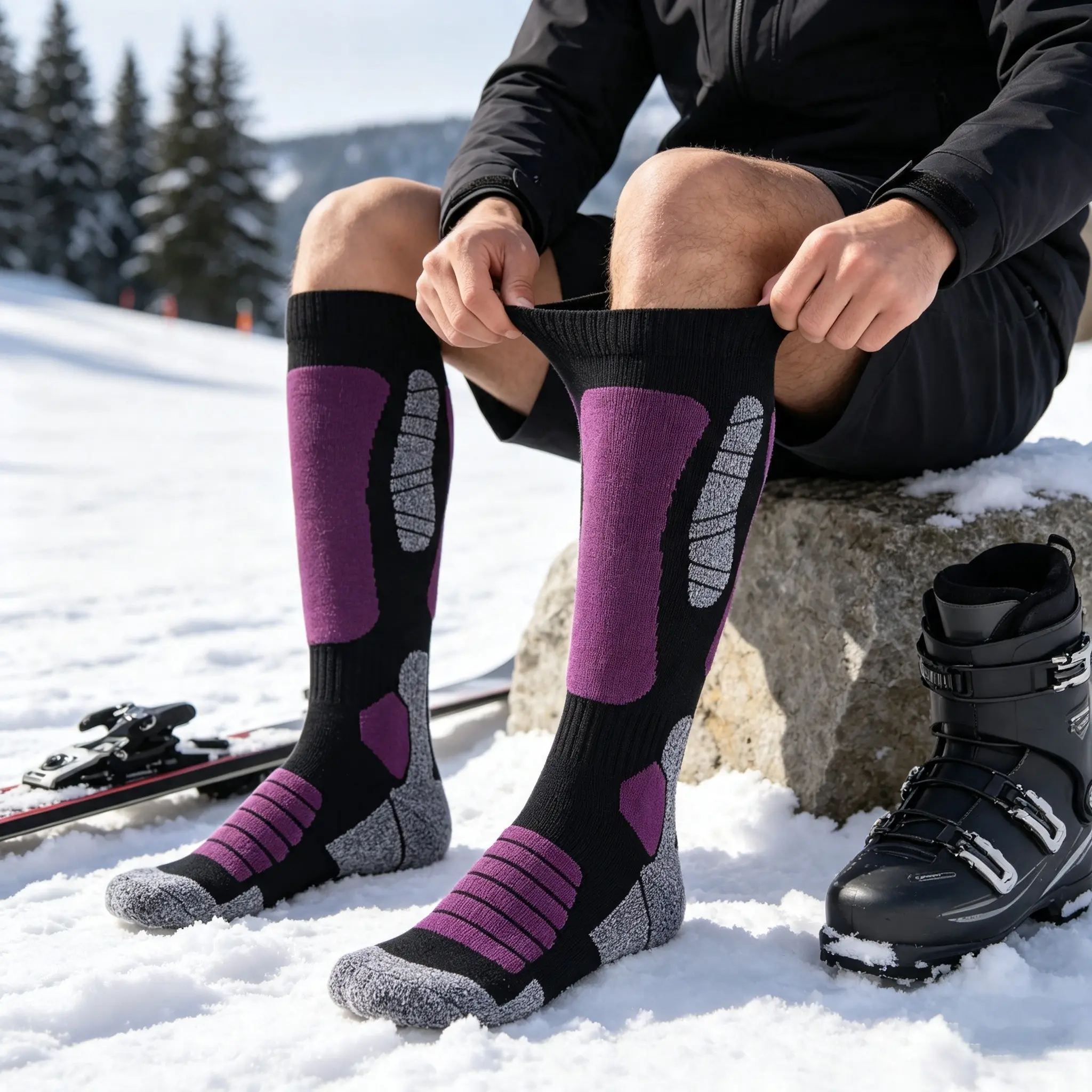 Unisex Ski Socks for Winter, Thickened Moisture-Wicking Sports Socks, Ideal for Cold Weather, Perfect for Snowboarding and Hiking