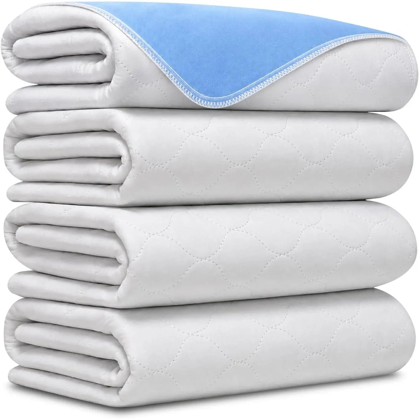 Washable Reusable Incontinence Bed Pads - 34"X36" Vinyl Protective Absorbent Pads (4 Pack), Waterproof Mattress Protector for Adults with Incontinence, Children Transitioning from Diapers to Underwear