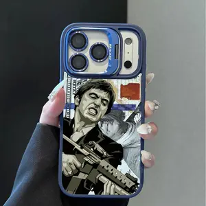 Trendy Magnetic Shockproof Camera Ring Stand Heavy Duty Clear Creative Scar Face Phone Case Compatible With iPhone 17 16 15 14 Plus 13 Pro 12 11 ProMax 17Air 17 ProMax & Samsung S26 S25 Ultra, Camera Lens Protector Phone Accessory