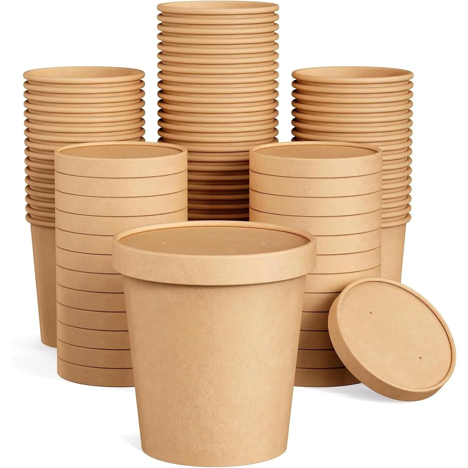 50 Pack 16oz Disposable Paper Soup Containers with Lids, Food Cups