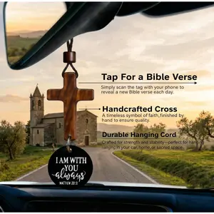 Christian Car Rearview Mirror Hanging Cross with Bible Verse - Jesus Religious Auto Decor Accessories - Inspirational Faith Birthday & Father's Day Gifts for Men, Dad, Grandpa, Husband