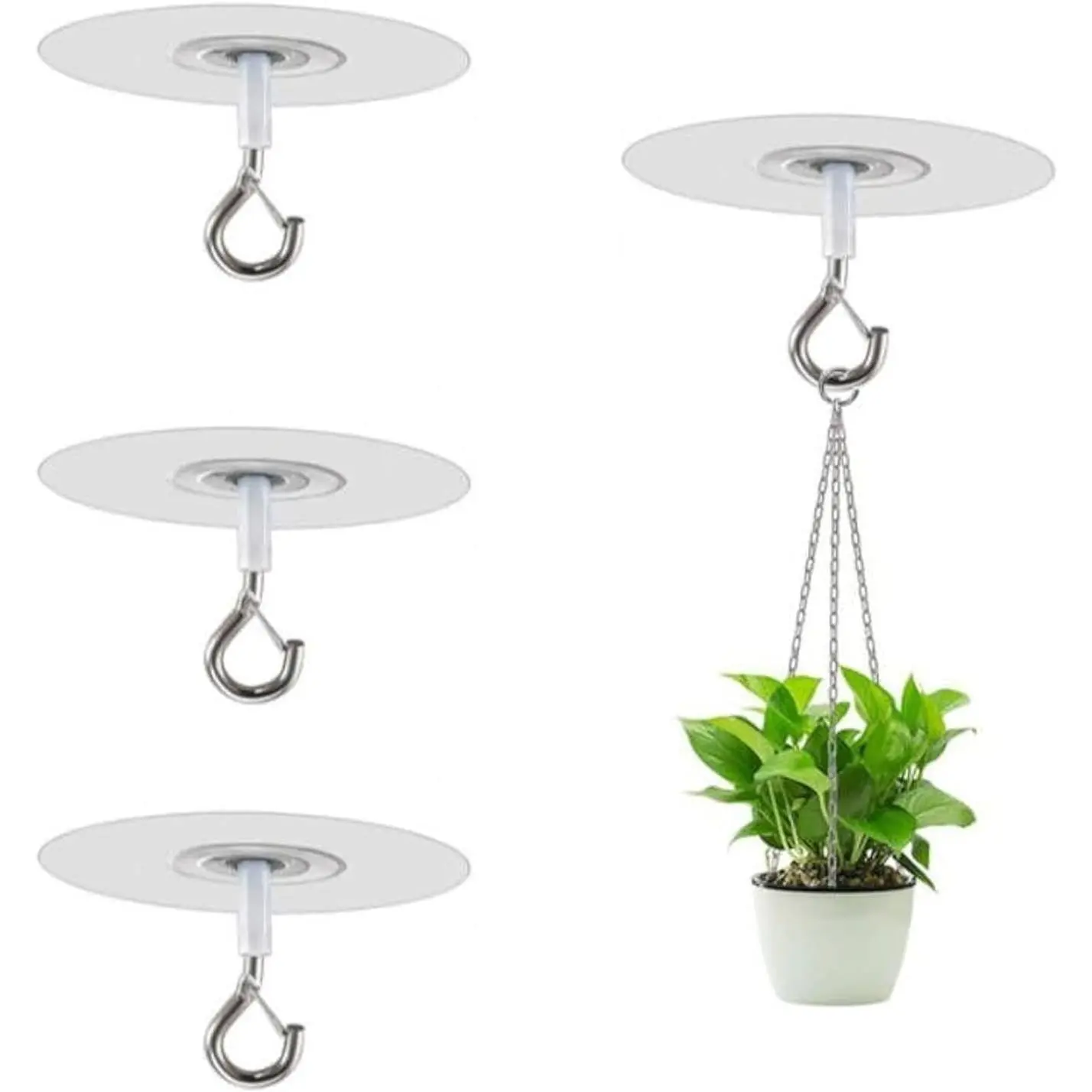 No Drilling Ceiling Hooks Adhesive Ceiling  Hooks Sticky Eye Hooks for  Bird Feeders Indoor Outdoor Decoration Hooks(4, Circular)
