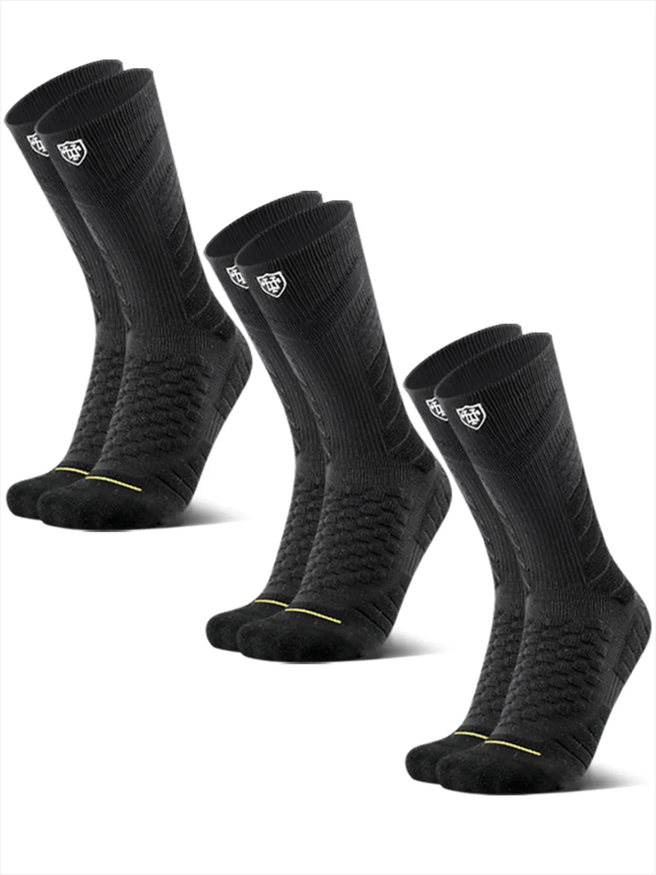 3 Pairs Men's Professional Sport Socks, Mid-Calf Basketball Socks, Anti-Slip Football Socks, Arch Support, Shock Absorption, All Seasons Comfort