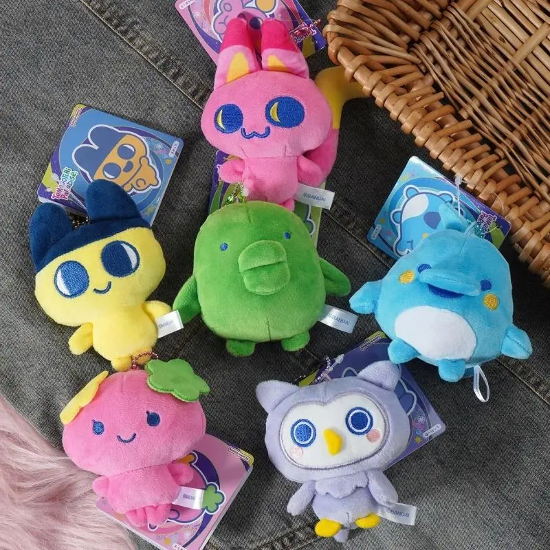 New Tamagotchi Plush Keychain Happy Park Mametchi Kawaii Kuchipatchi Bag Charm Mimitchi Horhotchi Stuffed Toy Decoration Gifts
