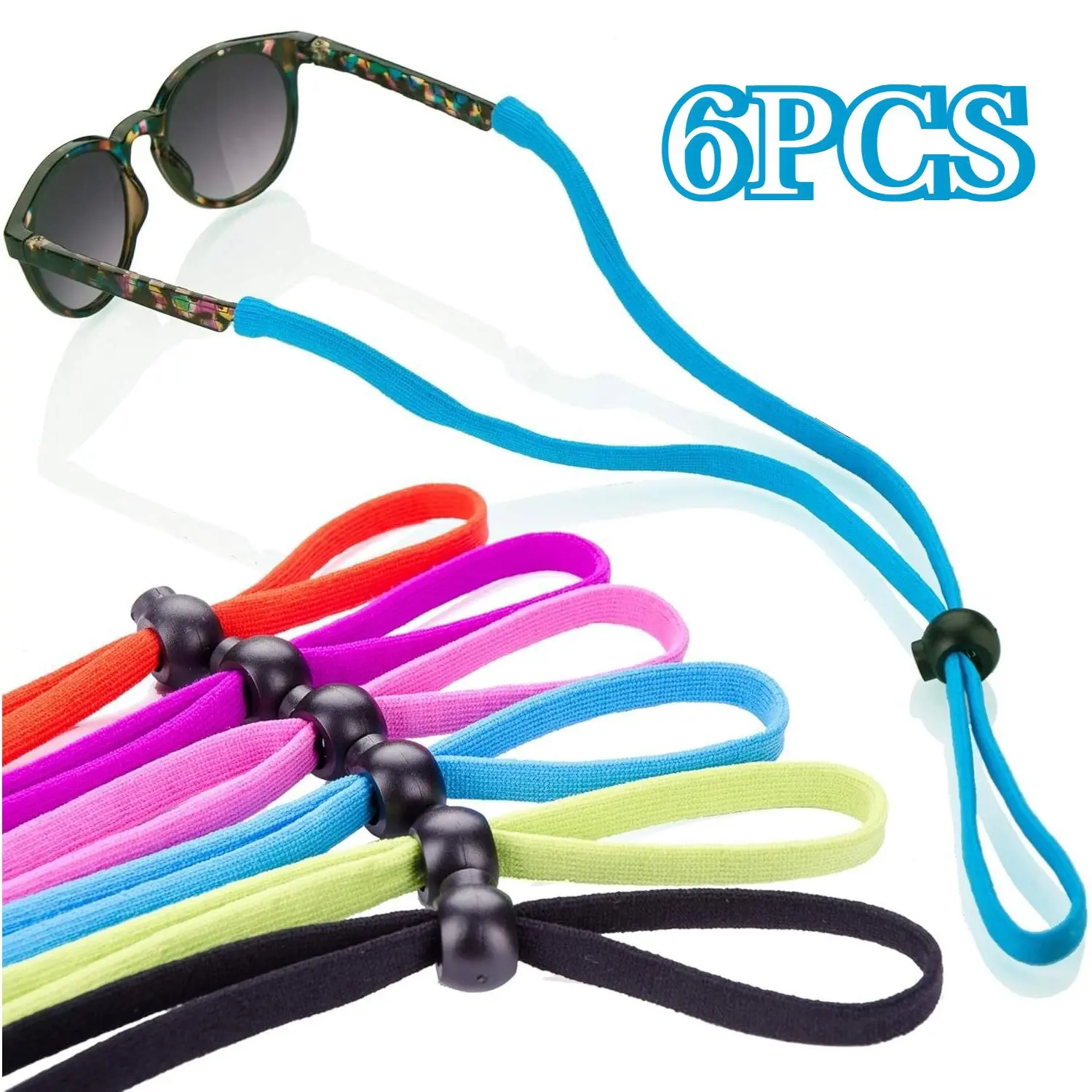 Colorful Fabric Glasses Strap, 6-Pack Unisex Eyewear Lanyard, Adjustable Anti-Lost Neck Cord with Sliding Bead, Casual, 6Pcs, Adjustable Length, Anti-Lost Bead, Fabric Strap, Neck Lanyard, Casual Events
