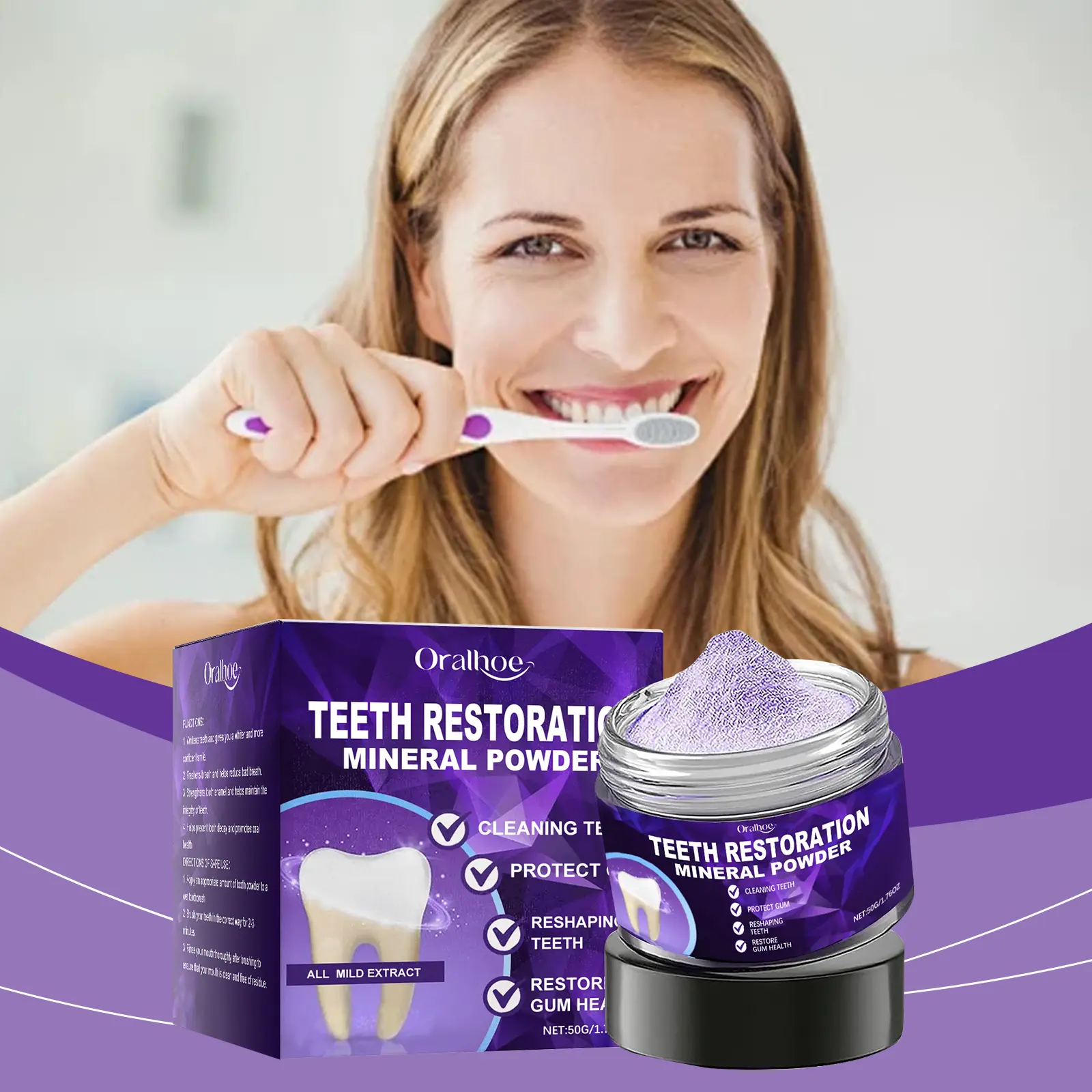 Purple Mineral Toothpaste - Gentle, Refreshing Teeth Cleaning for Brightens Smile, Fresh Breath, Surface Stain Removal, Brush Wet Use, Multi-Size Portable Mint Flavor Oral Care Product