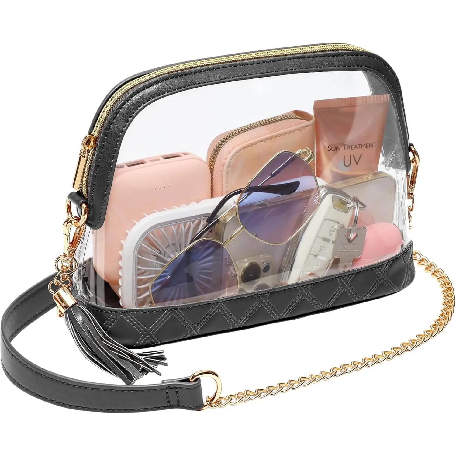 Clear Bag for Stadium events - Cute Clear Purse for Women Crossbody & Adjustable Chain for   Concerts