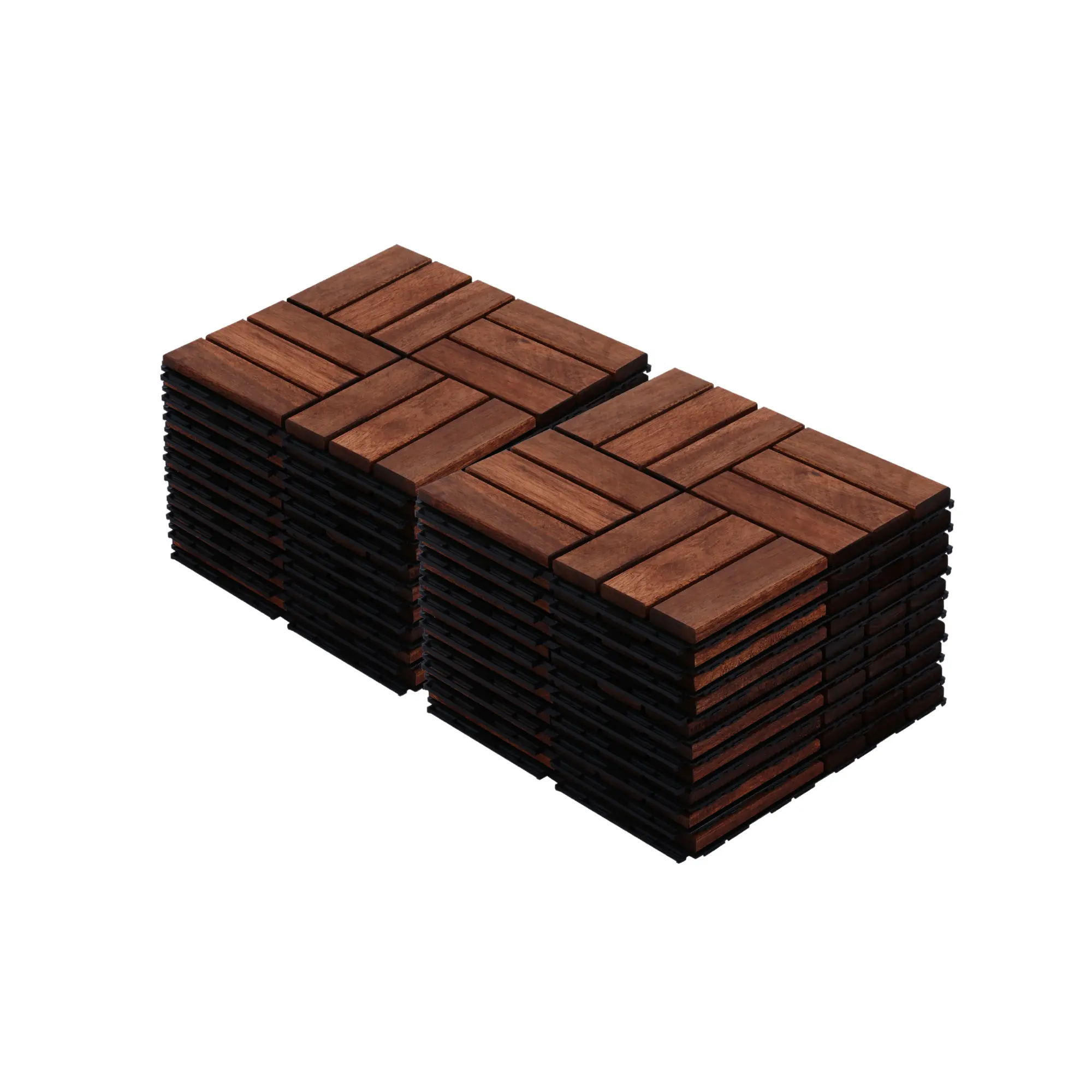 ARCH Acacia Wood Interlocking Deck Tiles - Checker Pattern Wood Grain, 20 Tiles (12 in Square, 20 Sq Ft) - Easy DIY Install Hardwood Outdoor Flooring for Patio, Home Improvement Building Supplies