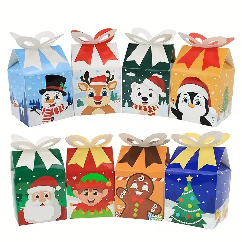 [Christmas Gift Boxes] 24 Assorted 3D Christmas Small Gift Box Holiday Goodie Paper Boxes Xmas Treats Party Favors - 24 Pack | Great for Packaging Treat, Candy, Cupcake, Birthday Gift, And Other Party Favor Items