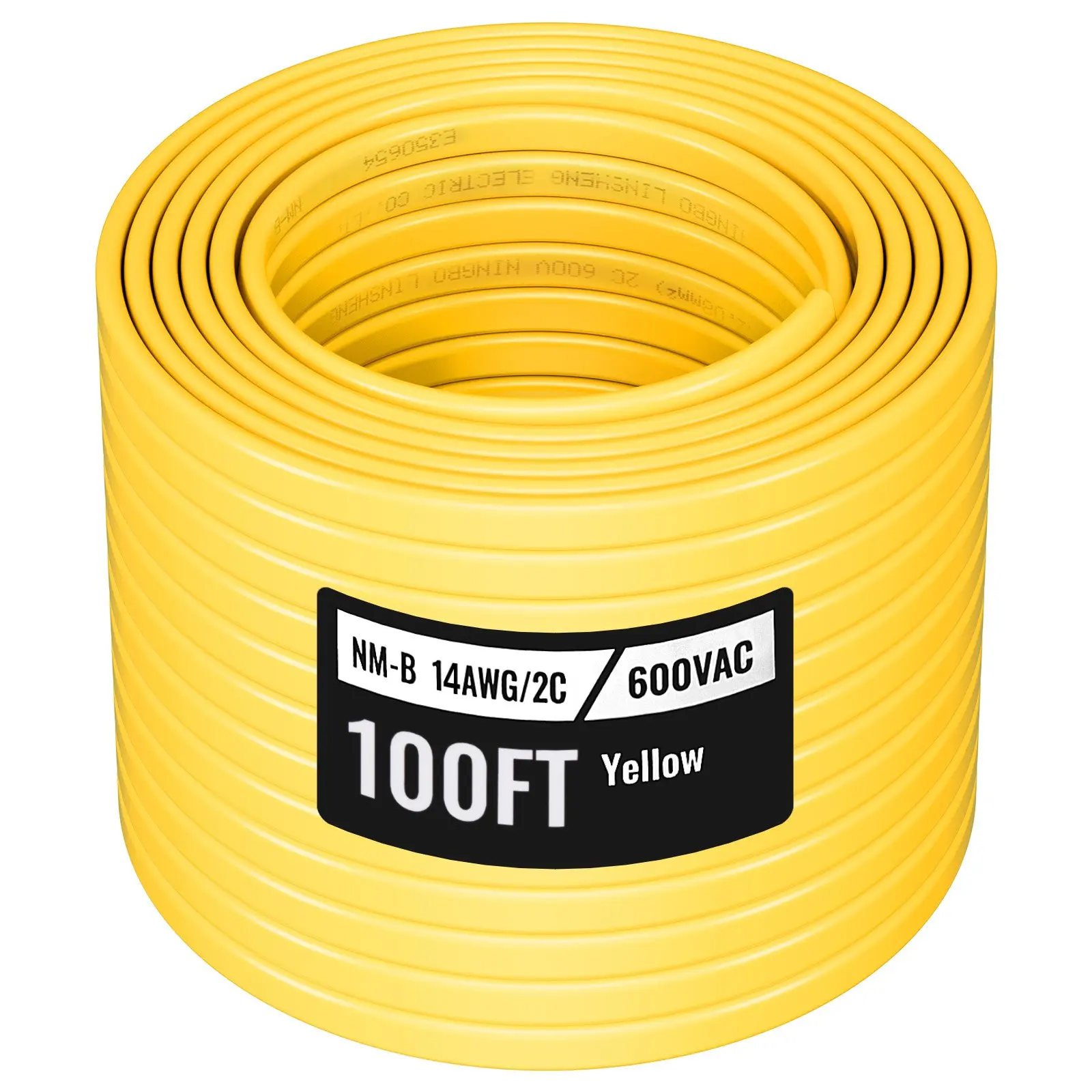 VEVOR 100ft NM-B Electrical Wire, 14AWG/2C Non-Metallic PVC-Sheathed High-Purity Copper Core Cable with Ground for Residential Indoor Outlets & Lighting Wiring Projects