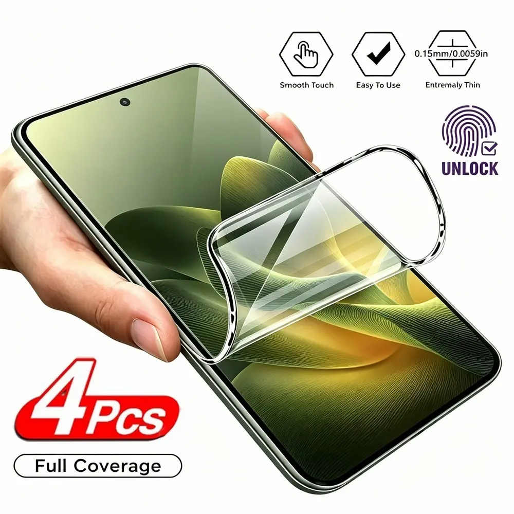4Pcs HD Hydrogel Film For Motorola Edge 70 70 Pro 70 Fusion 70 Fusion+, Transparent Soft Full Coverage Screen Protector Film For Moto Edge 70 70 Fusion 70 Pro 60 60 Pro 60 Fusion 60 Neo 50 Pro 50 Fusion 50 Ultra Touch Sensitive High Definition