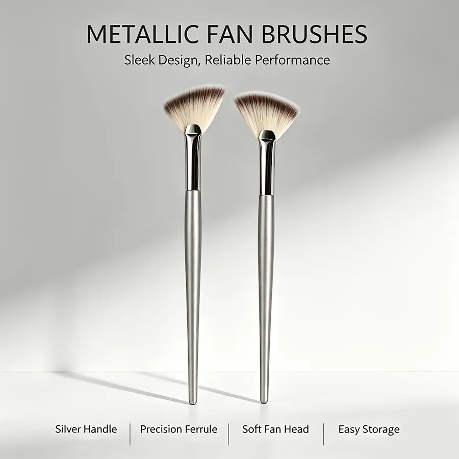 2-Piece Nose Contour Brush Set, Angled Small Fan Brushes for Highlighting, Blending, and Concealing, Makeup Brushes for Precision Application, Face Makeup Brushes, Multifunctional Makeup Brushes