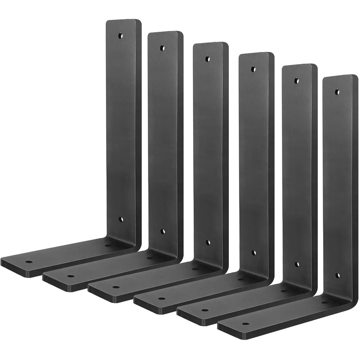 Heavy-duty shelf brackets 10inch, 6-piece set of floating shelf brackets, L-shaped wall-mounted shelf brackets, suitable for DIY decoration, comes with installation accessories