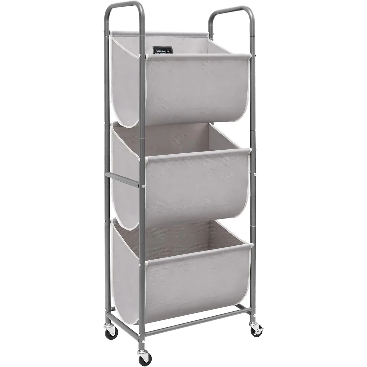 120 Liters Vertical Rolling Laundry Hamper, 3 Section Laundry Sorter with Wheels and 2 Breaks, 3-tier Laundry Baskets for Small Space, Dorm, Laundry Room, Closet, Bathroom, Gray 3-tier
