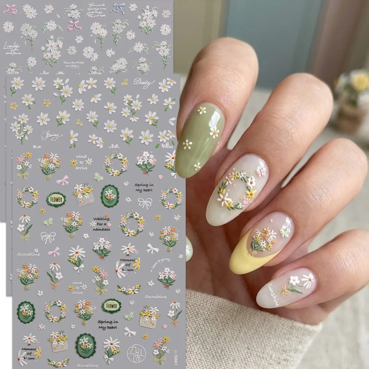 3pcs Floral Nail Art Stickers, 3D Butterfly Design, Self-Adhesive, Perfect for Spring Summer, Graduation, Wedding, DIY Manicure Decorations, Nail Art Products
