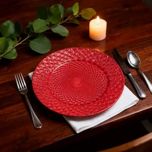 JIT 18pcs Red Charger Plates Bulk 13 Inch Plastic Wedding Chargers  Table arrangement  Dinner Party