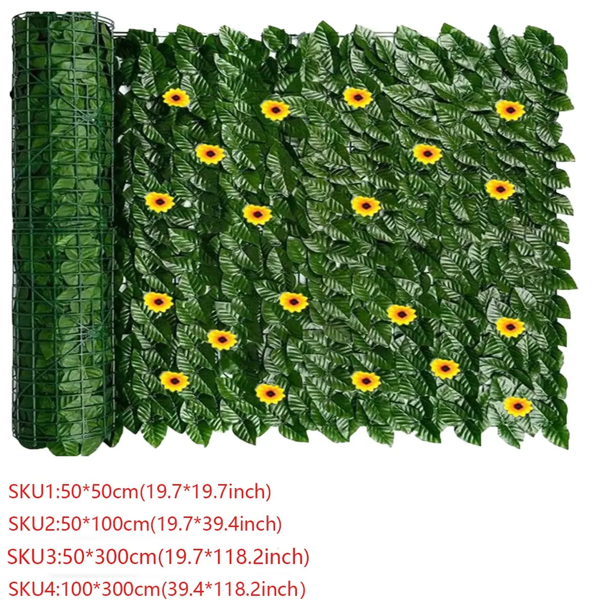Artificial Ivy Privacy Fence with Sunflower Panels, Faux Flower Fence, 1 Count Outdoor Greenery Screen, Durable Plastic Leaves & Vibrant Flowers for Balcony, Garden, Terrace, Backyard, Fence Cover