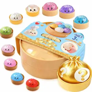 12pcs-Dumpling Squishies, Dumpling Mystery Box, Colorful Dumplings Stress Balls Fidget Sensory Toy, Stocking Stuffers with Food Steamer Stretchy Desk Toys