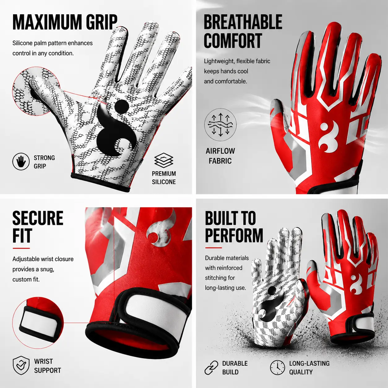 Unisex Baseball-Softball Training Gloves - Performance-Optimized, Enhanced Grip, Breathable Mesh Panels, Durable Synthetic Leather, Ergonomic Fit for Youth & Adult Players