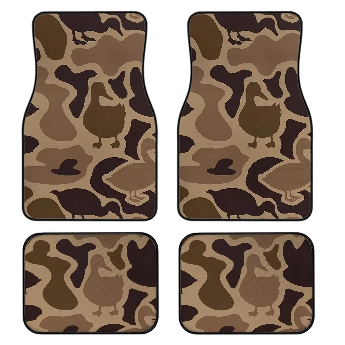 4-Piece Camouflage Duck Print Car Floor Mats Set, Floor Mats for Trucks, Universal Fit, Crystal Velvet, Full Coverage, for Sedan, Truck, Suv, Car Interior Accessories, Car Accessory