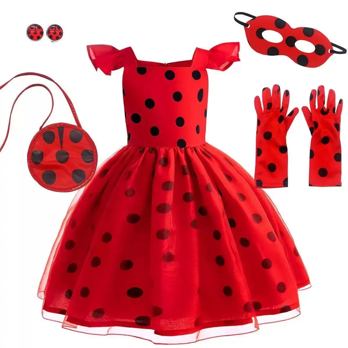 Lady Bug Costumes  for Girls Ladybug Costume Polka Dots Kids Ladybug    Ladybugs Party Outfit Princess Set Up Dress