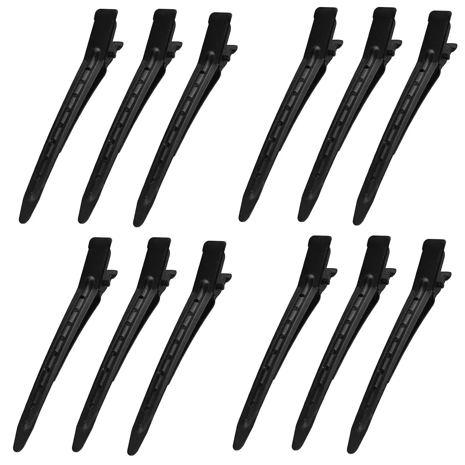12 count Duck Billed Clips, 3.54 Inches Rustproof Metal   Clips with Holes for Hair Styling, Hair Coloring, Large, Black