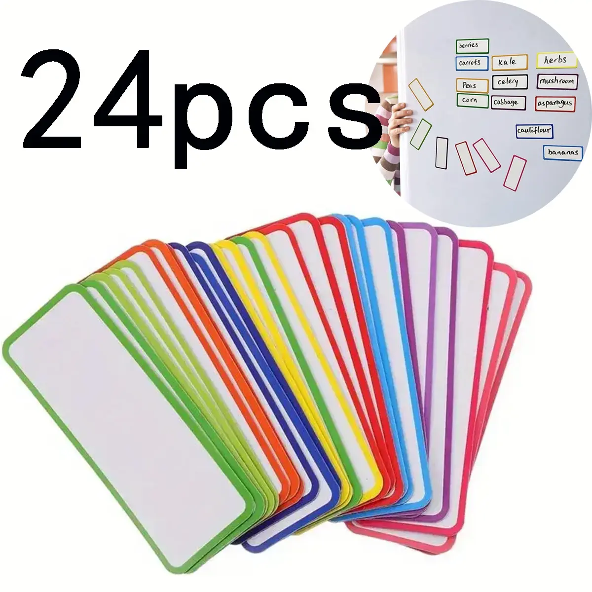 24 Large Erasable Label Boards, Magnetic Dry-Erase Stickers for Office Home, Reusable Writing Labels, Big Size Whiteboard Magnets
