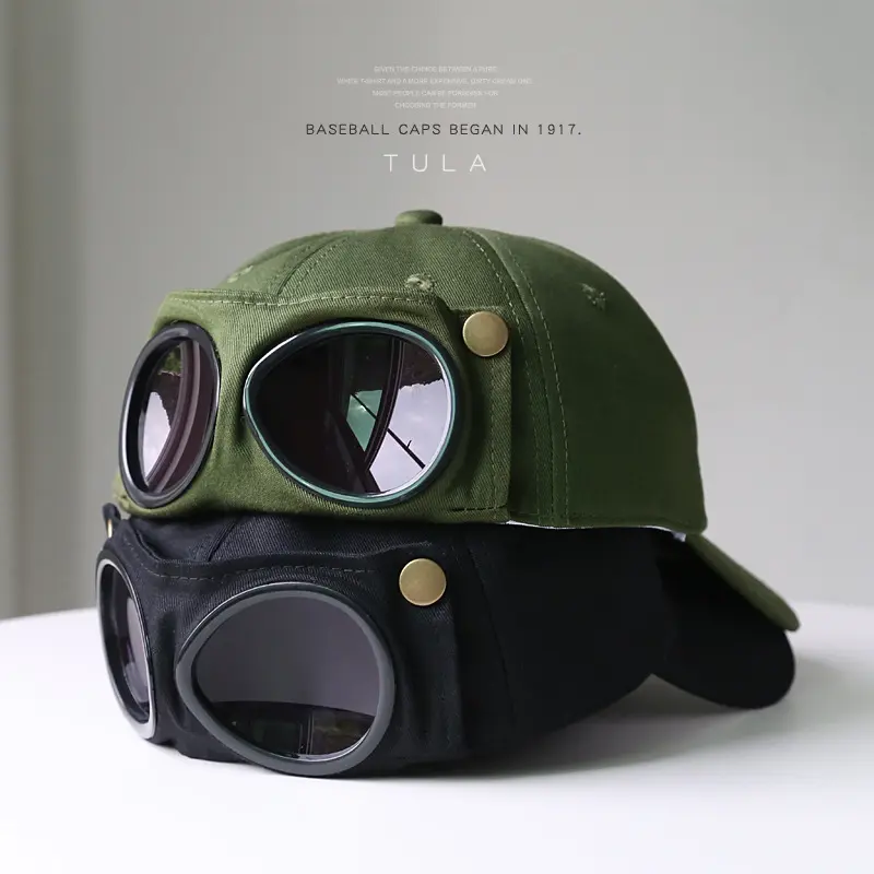 Men's Pilot-Style Duckbill Baseball Cap with Attached Sunglasses - Sun Protective Sun Visor Cap, Street Fashion, Streetwear Headwear, Stylish Hat for Spring Summer Outdoor Casual All-Match Sports & Outdoor Use