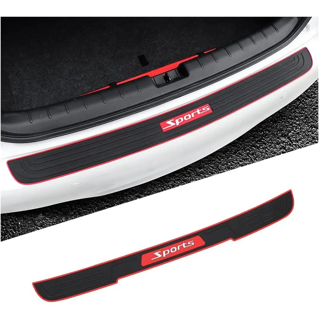 Rear Bumper Guard Protector for ,  Black Rubber Scratch-Resistant Non-Slip Trunk Door Protector for  ,  Exterior Accessories (Black/Red)