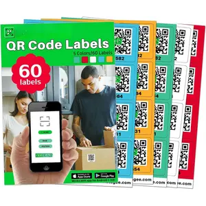 QR Code Labels for Storage Bins,Office Organization,Moving Containers,Inventory Organizer | Pack and Track  iOS,Android App| 60  Color Coded Stickers(2.6"x2.6")