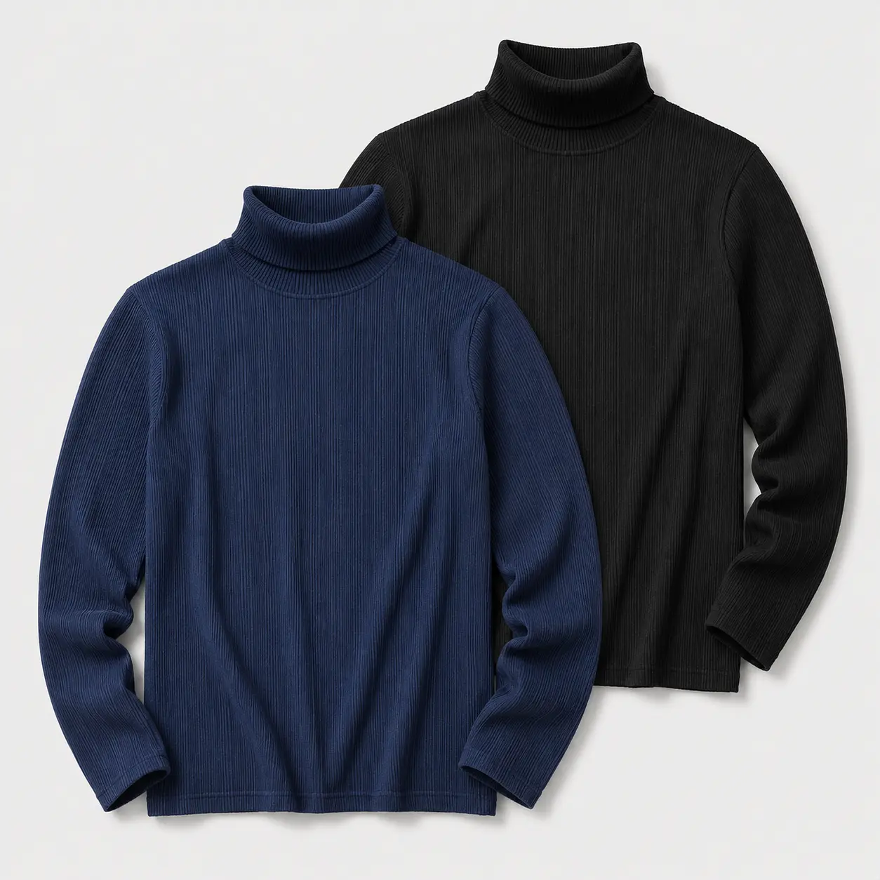 Men's Ribbed Knit High Neck Turtleneck Pullover - Menswear, Knitwear, Plain Longsleeves Clothes, Slim Fit, Winter Warm, Stretch, Soft Comfortable Basic Layer, for Office, Outdoor Work, Casual Wear, Elastane