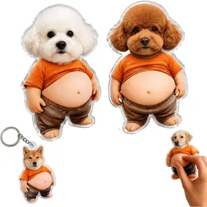 Custom Pet Photo Fridge Magnet, Personalized Acrylic Magnet or Keychain with Soft Belly, Cute Custom Photo Magnet Gift for Pet Lovers (Customed J)