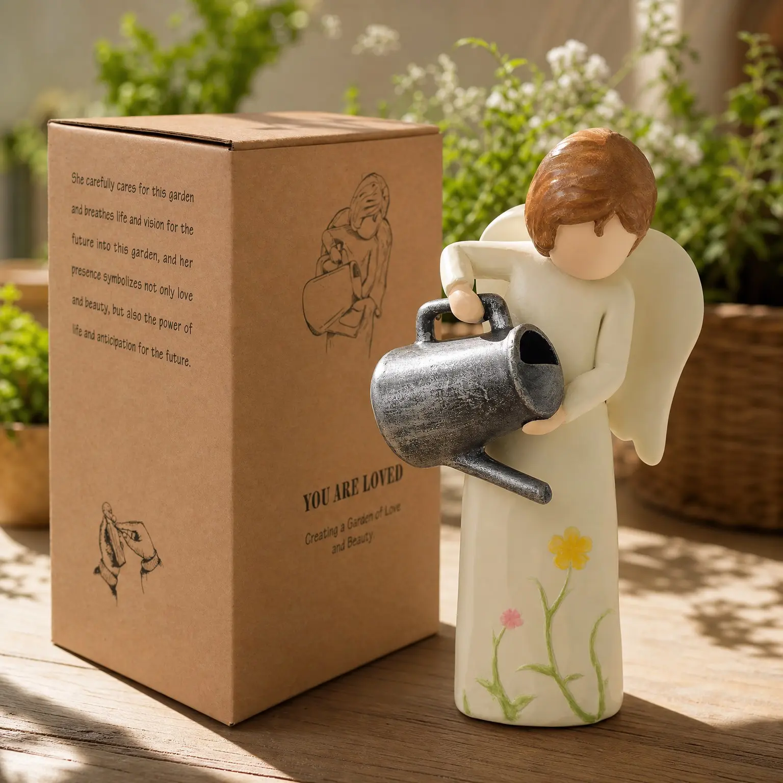 Gardening Gifts for Women - Unique Sculpted Hand-Painted Garden Figurine, Perfect Gift for Mom, Sisters, Friends, New Home Ideas