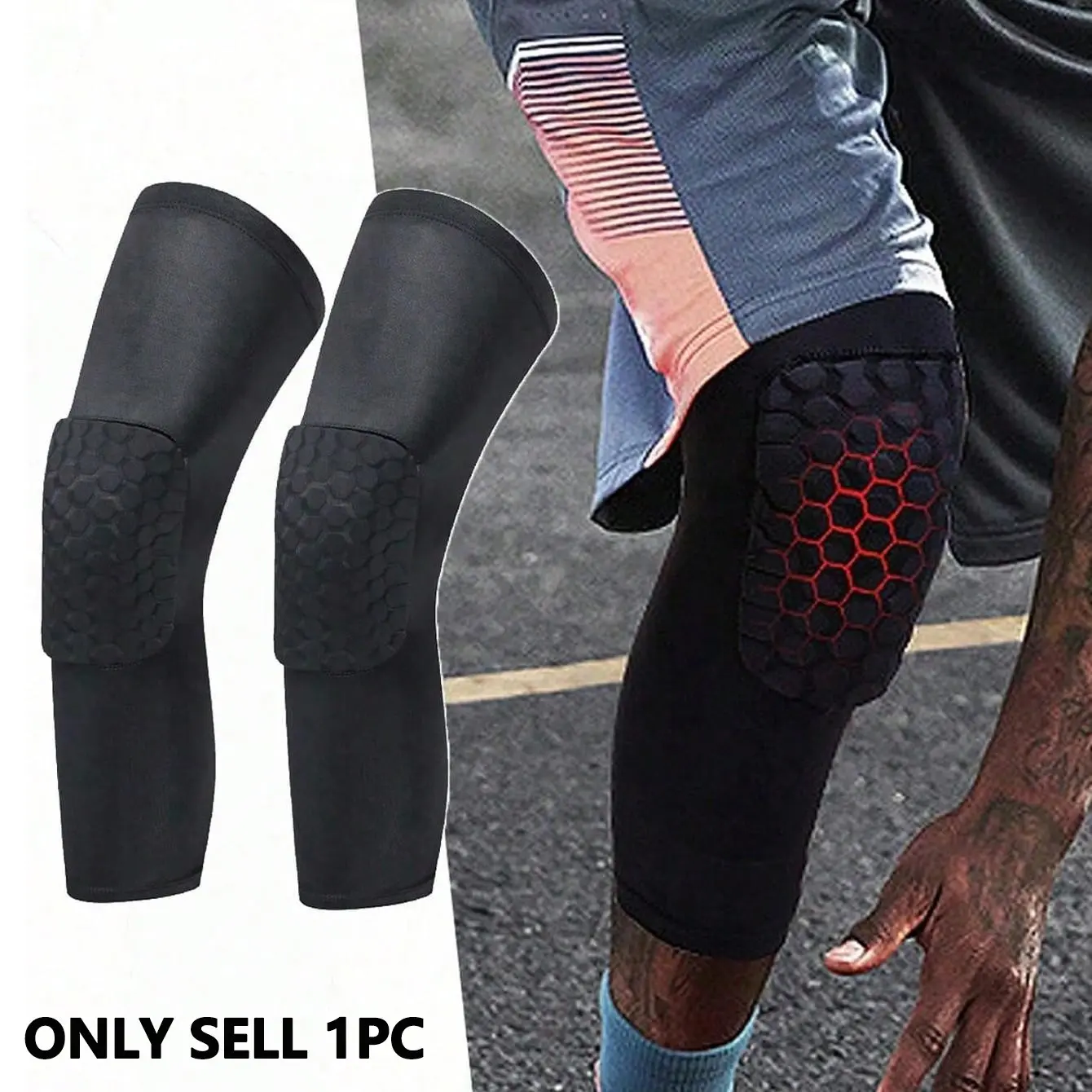 1pc Honeycomb Board Basketball Knee Pad, Durasport Protective Gear Protect Leg, Comfort-Fit Design for Athletes, Ideal Sports Equipment