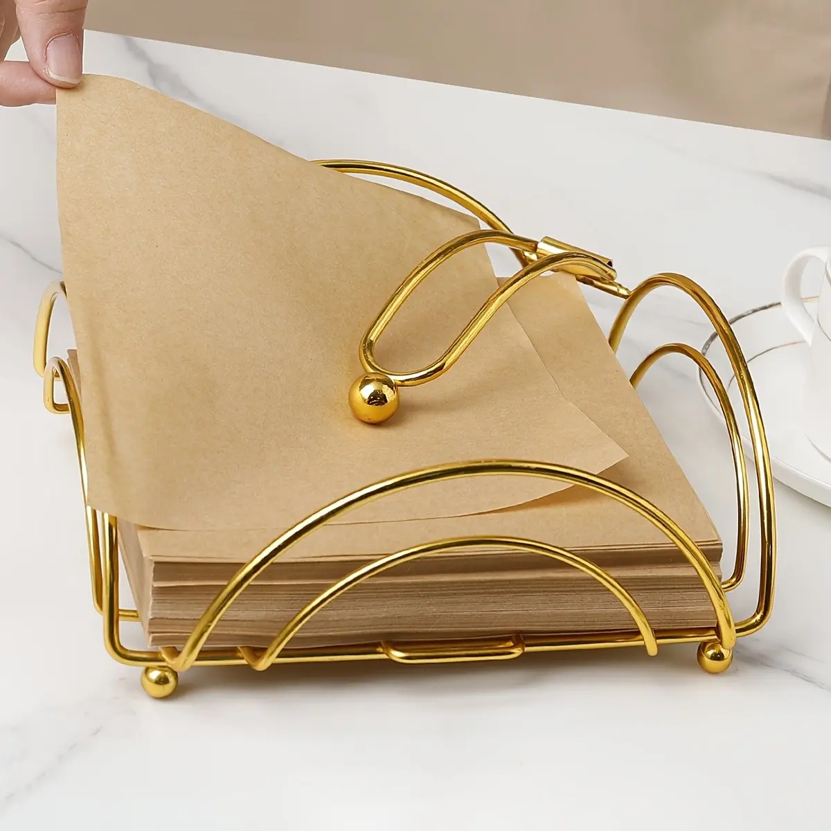 [Cast Iron Organizer] Versatile Elegant Cast Iron Tissue Holder & Desk Organizer - Multipurpose Napkin Dispenser Suitable for Office, Kitchen, Dining Table Decor - Napkin Organizer, Unique Gift Idea