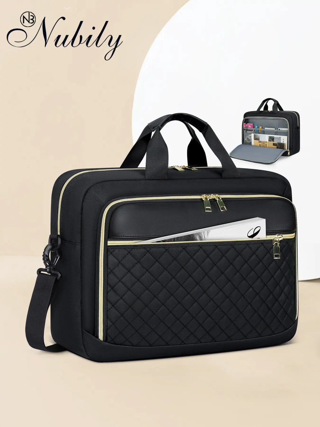 17.3 Inch Laptop Briefcase for Women Men, Waterproof Messenger Bag, Large Computer Shoulder Bag for Business, Office, Work, College & Travel Essentials